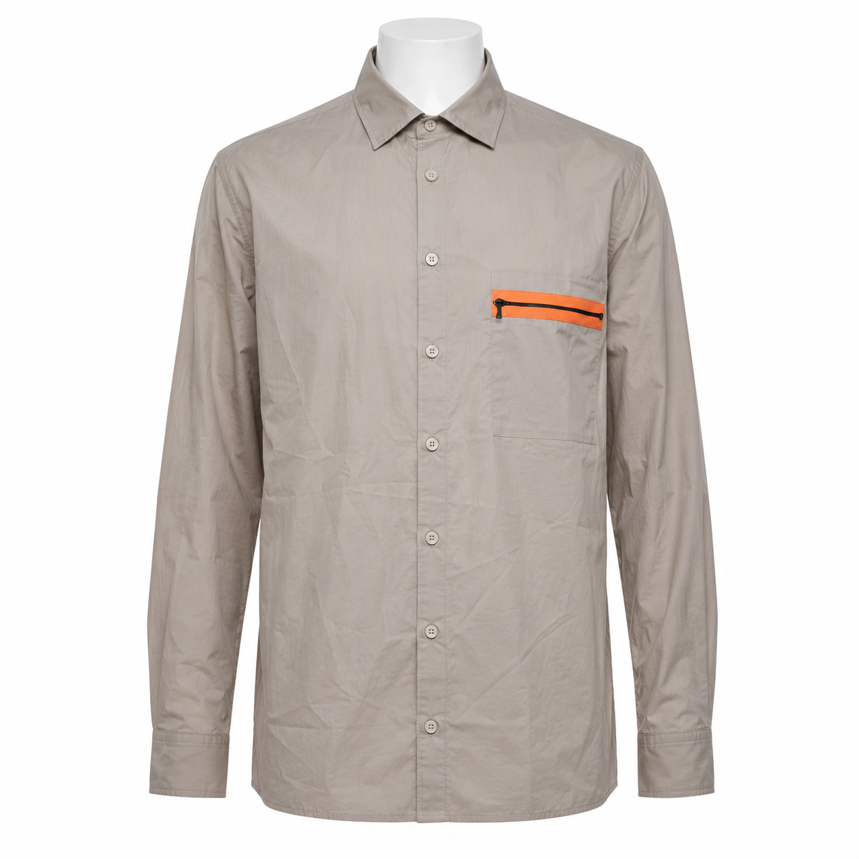 HUGO BOSS beige skjorta med orange dragkedja / S