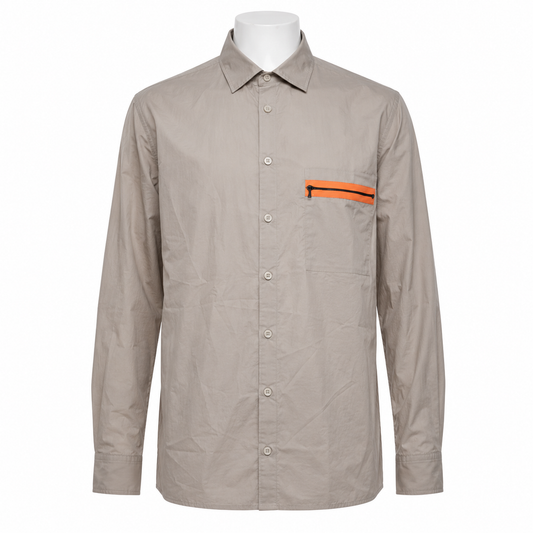 HUGO BOSS beige skjorta med orange dragkedja / S