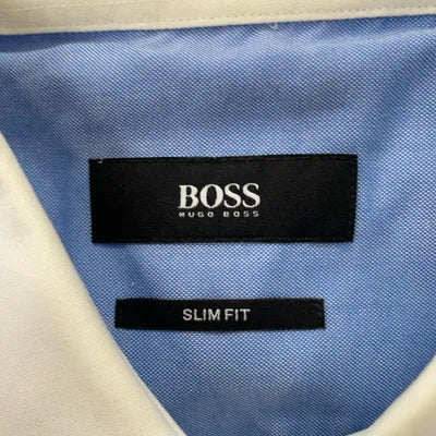 HUGO BOSS ljusblå skjorta med vit krage / 38